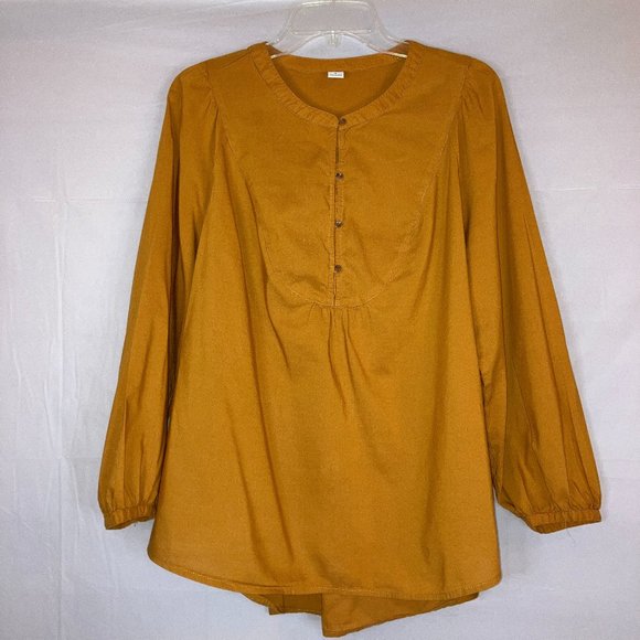Old Navy Womens Ochre Yellow Bib Collar Blouse / Top Size M - Picture 3 of 15